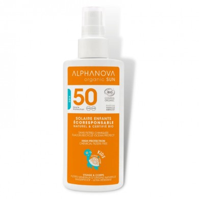 SPRAY SOLAIRE BIO ENFANTS HAUTE PROTECTION SPF 50 ALPHANOVA Herboristerie du Palais Royal Michel Pierre Paris