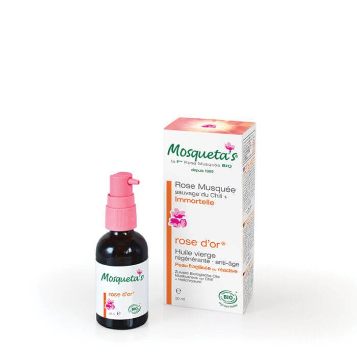 Rose d'or, Rose musquée et immortelle en huile végétale Bio