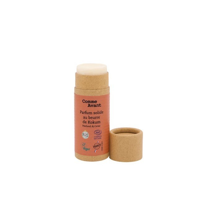 Parfum bio solide et naturel sans alcool au beurre de kokum Patchouli & fleur de cerisier