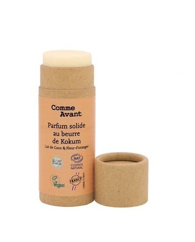 Parfum bio solide et naturel sans alcool au beurre de kokum Lait de coco & fleur d'Oranger
