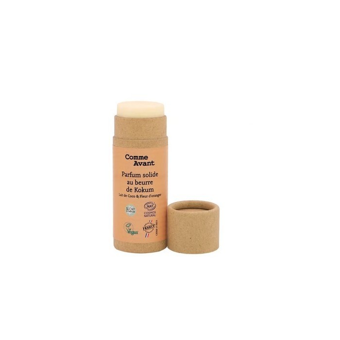 Parfum bio solide et naturel sans alcool au beurre de kokum Lait de coco & fleur d'Oranger
