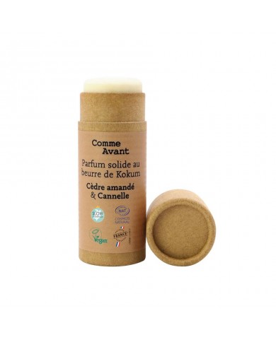 Parfum bio solide et naturel au beurre de kokum Cèdre et cannelle