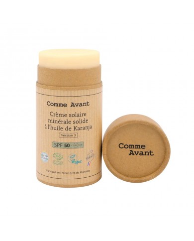 Crème solaire SPF30 minérale solide à l'huile de moringa