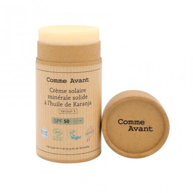 Crème solaire SPF30 minérale solide à l'huile de moringa