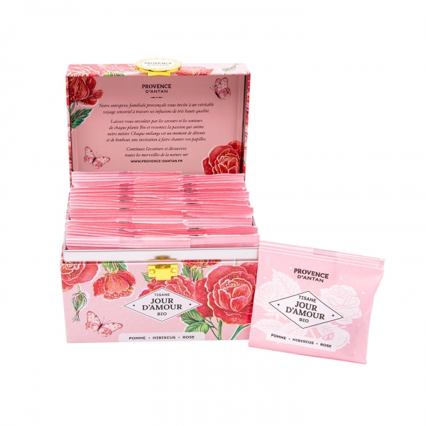 Tisane Jour d'Amour Bio en infusettes en Coffret métal