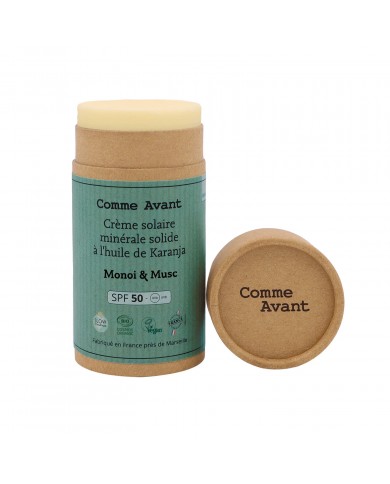 Crème solaire SPF50 solide Monoï et Musc