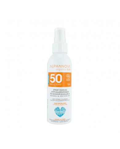 SPRAY SOLAIRE FAMILIAL BIO HYPOALLERGENIQUE HAUTE PROTECTION SPF 50
