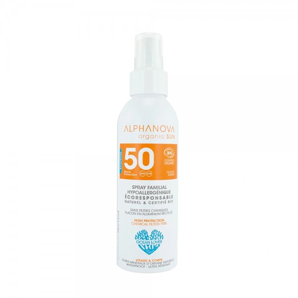 SPRAY SOLAIRE FAMILIAL BIO HYPOALLERGENIQUE HAUTE PROTECTION SPF 50